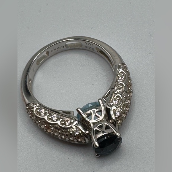 Sterling silver ring flip blue topaz reversible light and dark topaz ring sz 8 - Picture 2 of 9